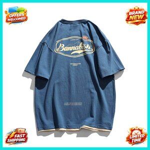 Oversized Cotton Graphic Tee Streetwear Casual Crew Neck T-Shirt